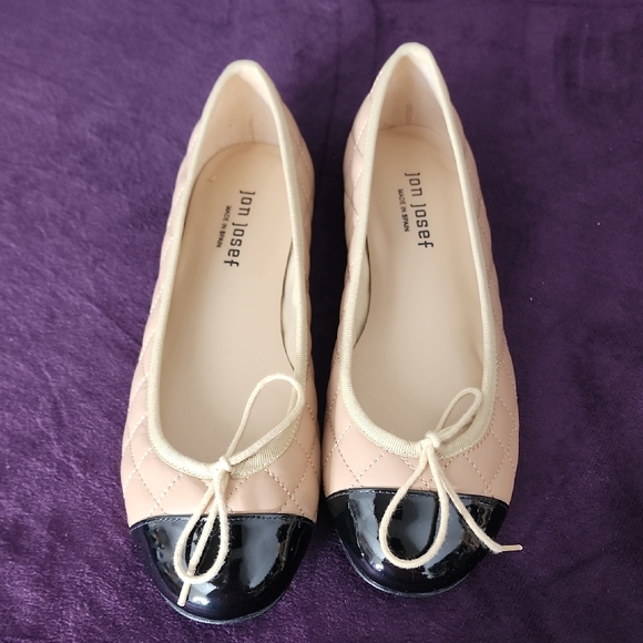 Jon Josef Shoes - Jon Josef Quilted Beige and Black Flats